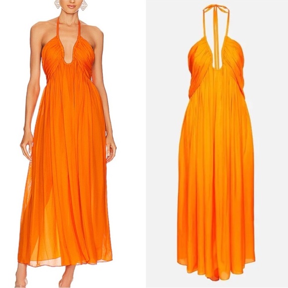 cult gaia Dresses & Skirts - cult gaia Orange Halter Maxi Dress